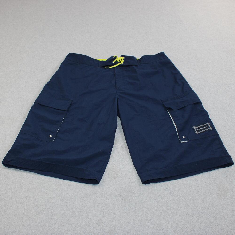 Burberry Swim Shorts Men Small Blue Cargo Board Trunks Mesh Lined Italy Beach